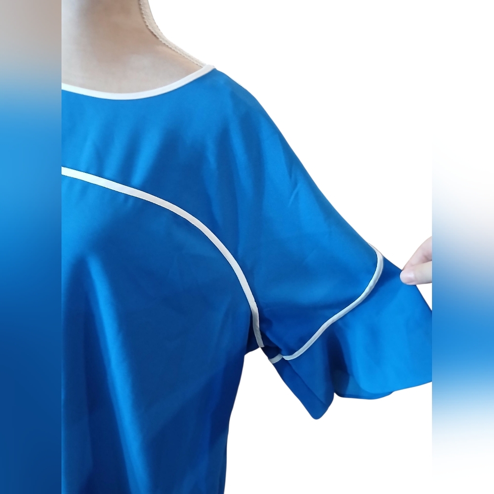 Alfani Blue White Womans Plus Blouse Classic Tunic Contrast 3x Flowy Relaxed Fit - Picture 2 of 9